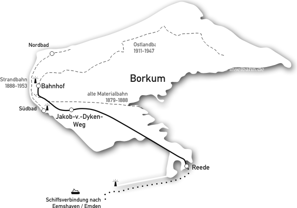 Karte der Borkumer Kleinbahn